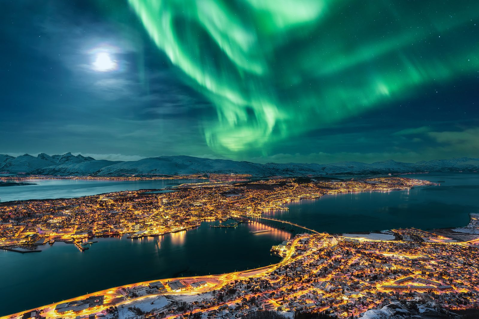 Norway, with northern lights